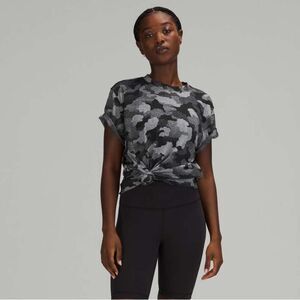 Lululemon All Yours Short Sleeve Training Tee Speckle Camo Black & Gray 6